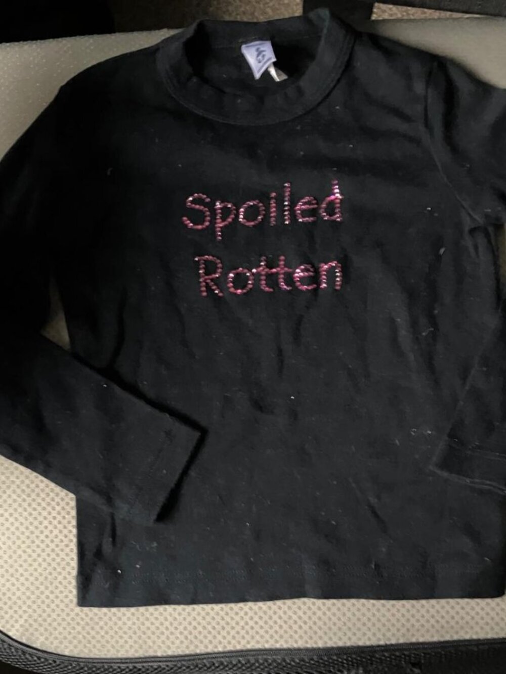 AMERICAN APPAREL SEQUINS SPOILED ROTTEN BLACK PINK TOP SIZE 4